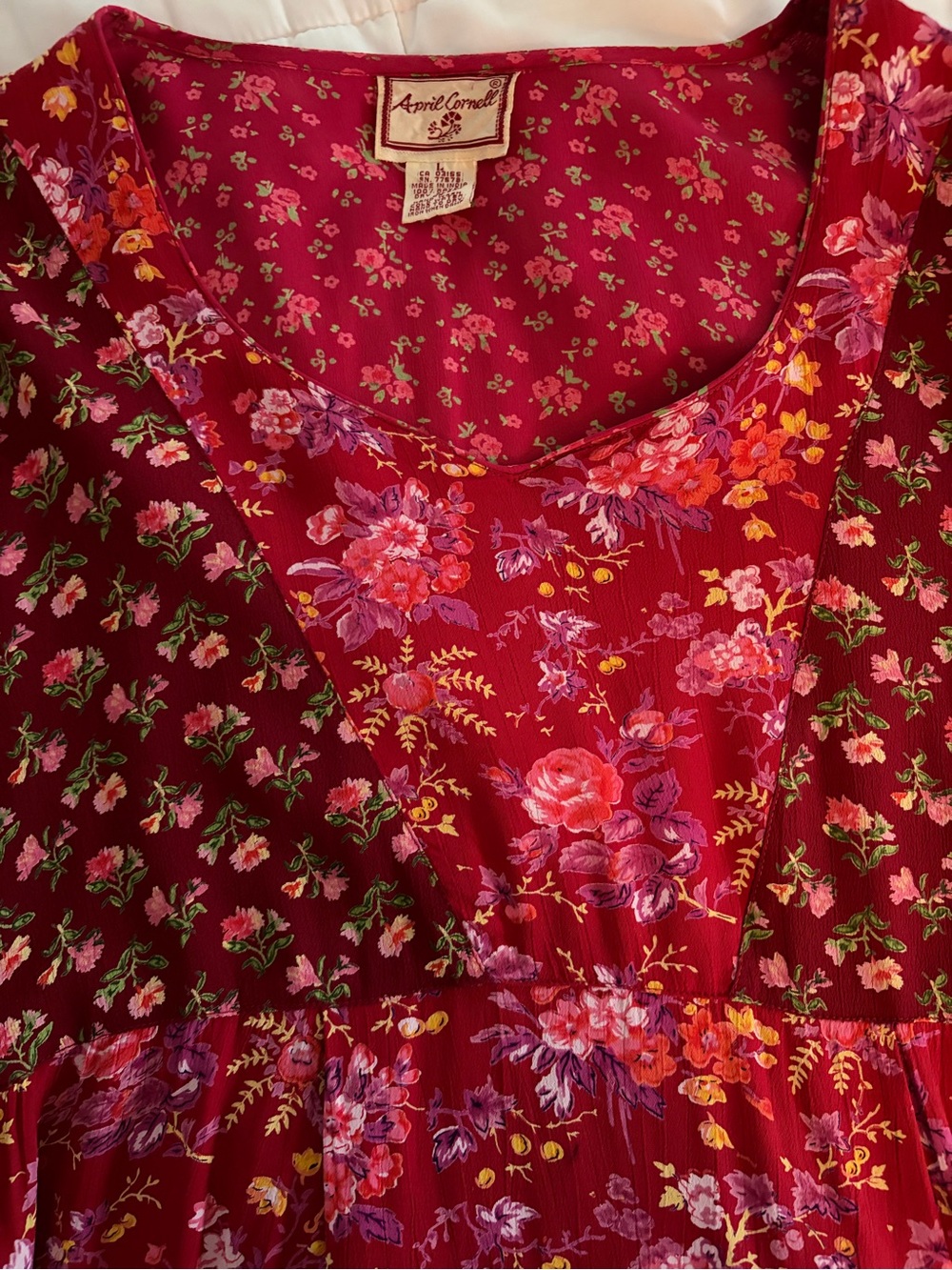April Cornell Red Floral Midi Dress - Picture 2 of 3
